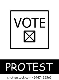 Votación, icono de la papeleta. Guerra contra el poder, manáculo, opresión, voto, papeleta, lucha contra el régimen, levantamiento, protesta. El concepto de lucha contra la opresión y la lucha por la libertad.