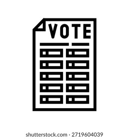 Icono de la línea de votación. Vector de la papeleta de votación. Ilustración negra del símbolo del contorno aislado