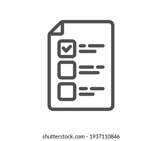 Voting ballot paper line icon. Vote checklist sign. Vector
