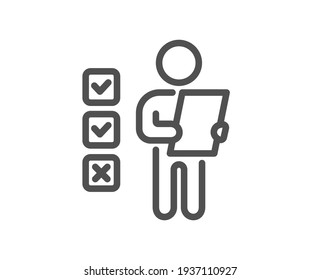 Voting ballot paper line icon. Vote checklist sign. Vector