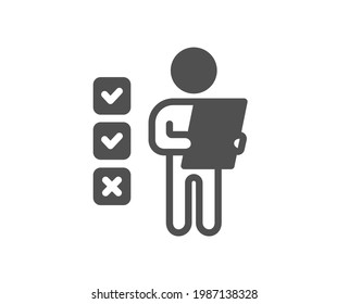 Voting ballot paper simple icon. Vote checklist sign. Public election symbol. Classic flat style. Quality design element. Simple voting ballot icon. Vector