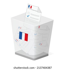 Voting basket or box with ballots icon for French presidential election