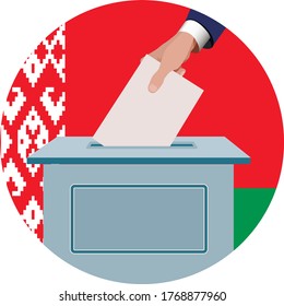 voting in Belarus election of country officials hand with blank vector