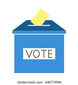 Voting blue box with yellow form vector simple illustration.