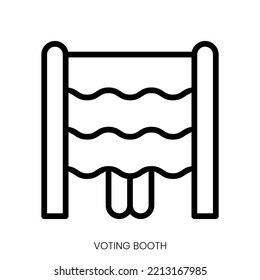 Voting Booth Icon. Line Art Style Design Isolated On White Background