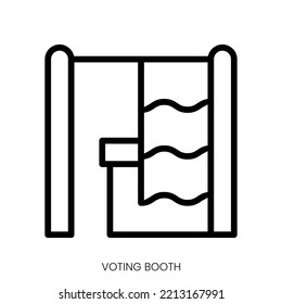 voting booth icon. Line Art Style Design Isolated On White Background