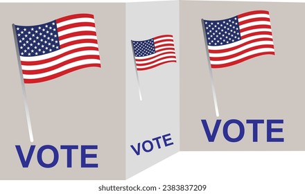 Voting booth with USA flag vector illustration US flag vote.