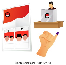 Voting Booth,inked Finger And Ballot - Vector