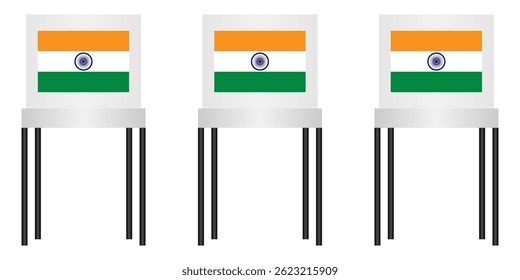 Cabinas de votación. Elecciones en la India. Concepto electoral. Ilustración vectorial.