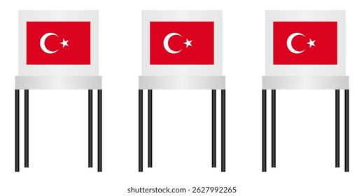 Cabinas De Votação. Eleições na Turquia. Conceito de Eleição. Ilustração de vetor.