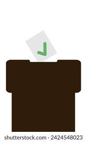 Voting box and ballot with check mark. Vector illustration