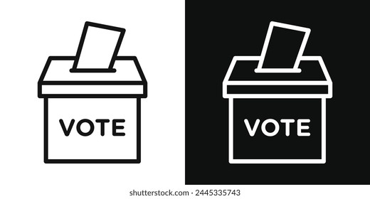 Wahlbox- und Stimmzettelsymbole. Wahlprozess und Demokratie Abstimmungssymbole.