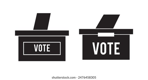 Iconos de urnas y urnas. Proceso electoral y símbolos de voto democrático.