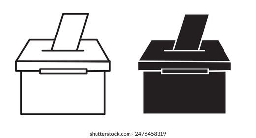 Iconos de urnas y urnas. Proceso electoral y símbolos de voto democrático.