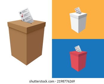 voting box. design in vector form. with three color box brown bronze, white and red. suitable for banner design, x banner, background and others