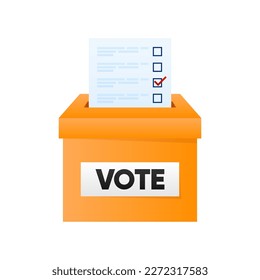 Voting box icon. Election voting concept. Throw the ballot into the box for collecting votes. Vector illustration.