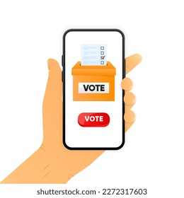 Voting box icon. Election voting concept. Voting online. Throw the ballot into the box for collecting votes. Vector illustration.