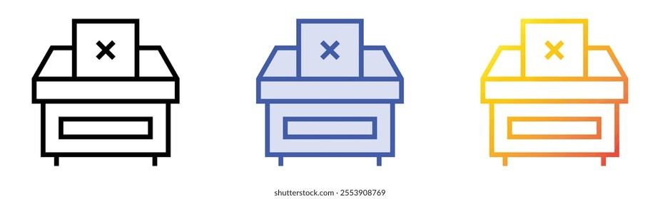 voting box icon. Linear, Blue Fill and Gradient Style Design Isolated On White Background