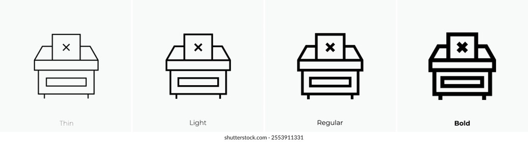 voting box icon. Thin, Light Regular And Bold style design isolated on white background