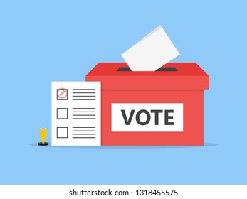 Voting Box paper and Stamp Illustration Vector Icon