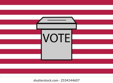 Casilla de votación con la bandera de Estados Unidos en la parte posterior antes de las elecciones presidenciales. Concepto de fondo de las elecciones. 