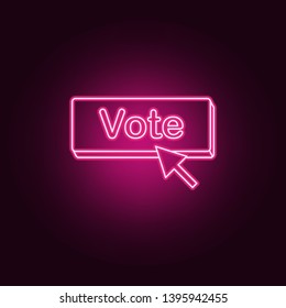 Voting button neon icon. Elements of election set. Simple icon for websites, web design, mobile app, info graphics