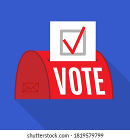 Voting by mail flat style icon. Elections vector illustration for web, app, social media, animation.