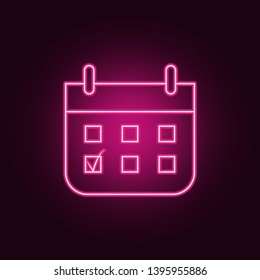 Voting calendar neon icon. Elements of election set. Simple icon for websites, web design, mobile app, info graphics