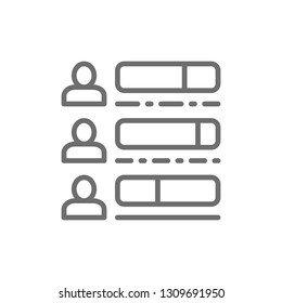 Voting, check mark with candidate. election checklist line icon.