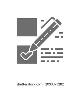 Abstimmung, Häkchen auf dem Wahlzettel, Wahlcheckliste graues Symbol.