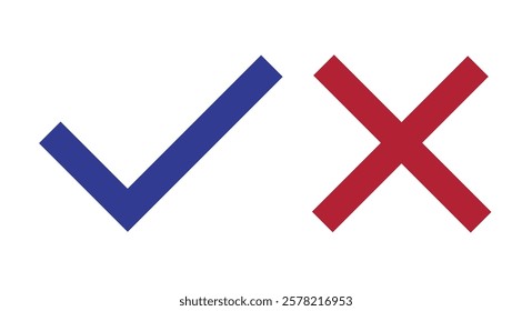 Voting checkmarks. Voting for and against. American elections. Flat vector illustration isolated on white background.