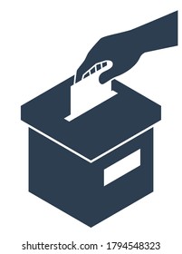 Concepto de votación: urna de votación y mano con una lista de papel