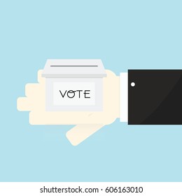 Voting concept by the ballot box on Hand .