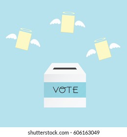 Voting concept by the ballot box and paper angel .