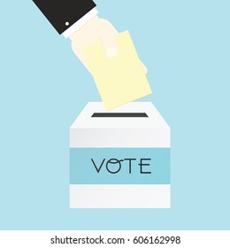 Voting concept by Hand putting paper in the ballot box