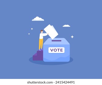 a voting concept. election. put the ballot paper into the ballot box. collecting votes or opinions to determine decision making. flat style illustration concept design. graphic elements. vector