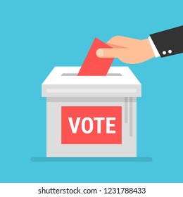 Concepto de votación en forma plana - papel en las urnas.