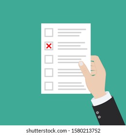 Voting concept in flat style - hand putting paper in the ballot box