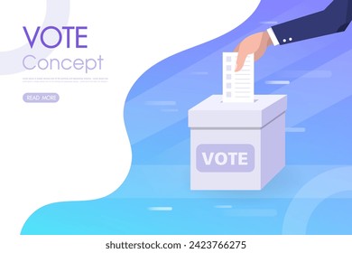 Concepto de votación en forma de llanura - colocación de papel en las urnas