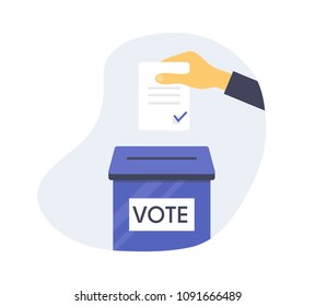 Voting concept hand putting paper in the ballot box