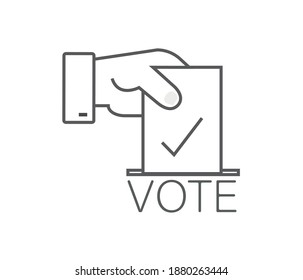 Voting concept icon flat style. Hand putting paper on the ballot. Pixel Perfect, Editable Contour, Easy Scalability.
