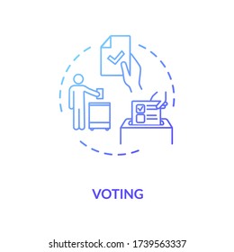 Voting concept icon. Presidential elections. Government choosing. Survey filling. Democracy idea thin line illustration. Vector isolated outline RGB color drawing