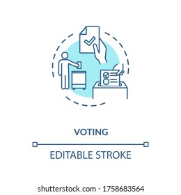 Voting concept icon. Presidential elections. Government choosing. Poll filling. Democracy idea thin line illustration. Vector isolated outline RGB color drawing. Editable stroke