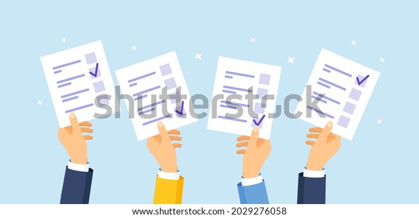 Voting Concept Peoples Hands Holding Vote Stock Vector Royalty Free