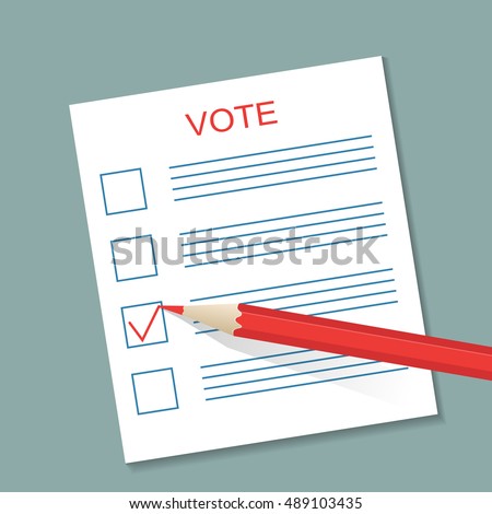 Voting concept picture. Blank ballot and a pencil. Vector illustration