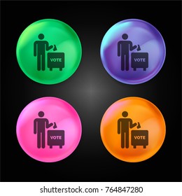 Voting crystal ball design icon in green - blue - pink and orange.