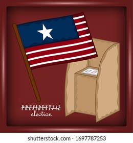 Voting cubicle with the flag of United States. Presidential election poster - Vector illustration