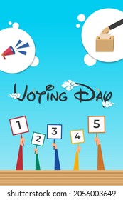 Voting day poster. Banner design. Political election campaign. Vector illustration