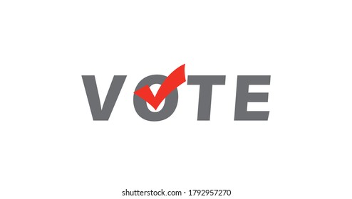 Voting elect symbol in flat. Checkmark right symbol tick sign. Political vector banner. Patriotic concept illustration