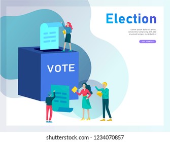 Voting and Election concept. Pre-election campaign. Promotion and advertising of candidate. Citizens debating candidates for voting and voting Online voting and election concept with people.